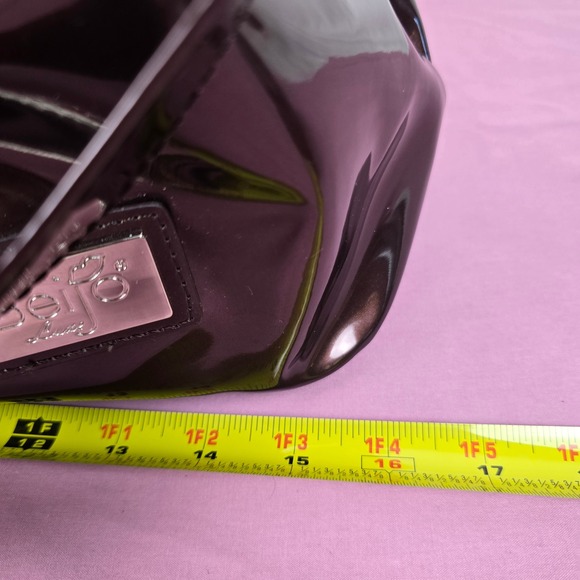 Beijo Luxe Metallic Bronze Patent Pleated Satchel Handbag Crossbody Bag Large - Picture 12 of 16